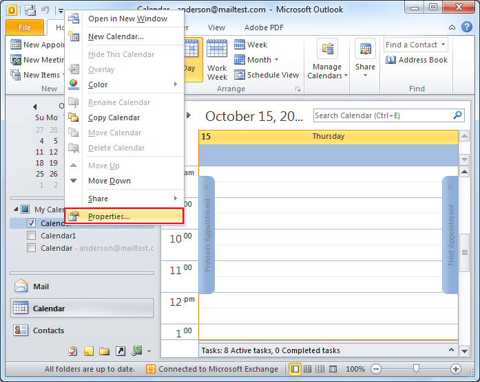 calendar properties