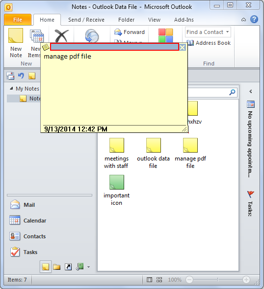 double click to create notes in outlook