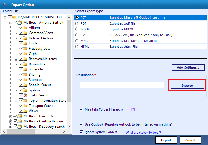 destination to save file