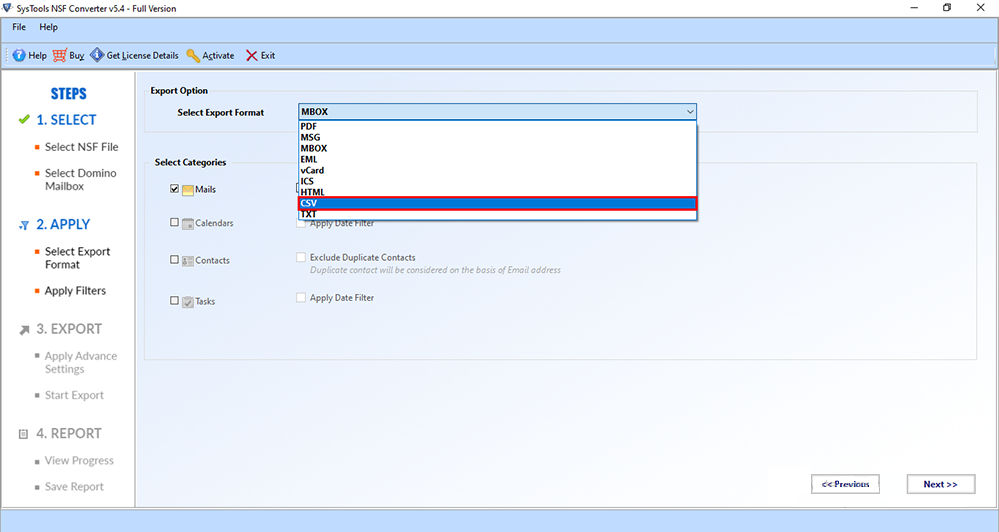 choose csv