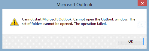 Outlook won't open error