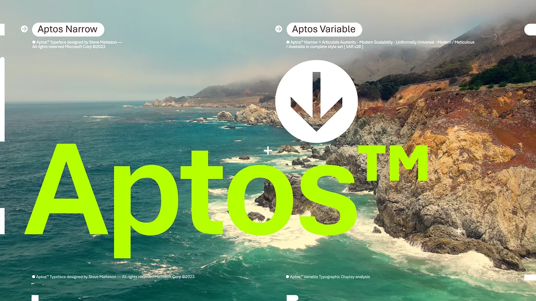 the new Aptos font