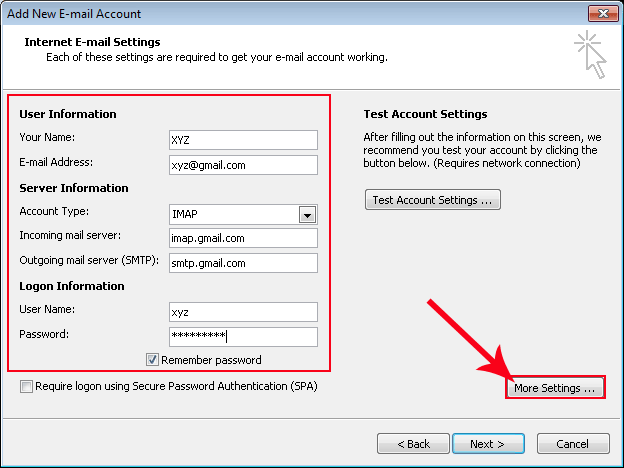 click on more settings option