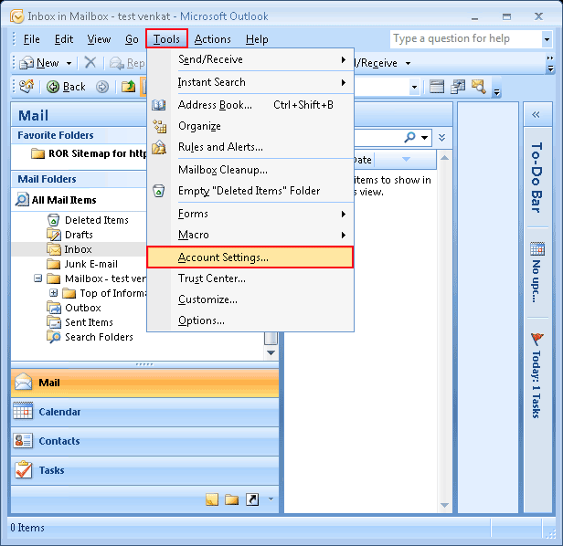 click on tools tab and click on account settings.