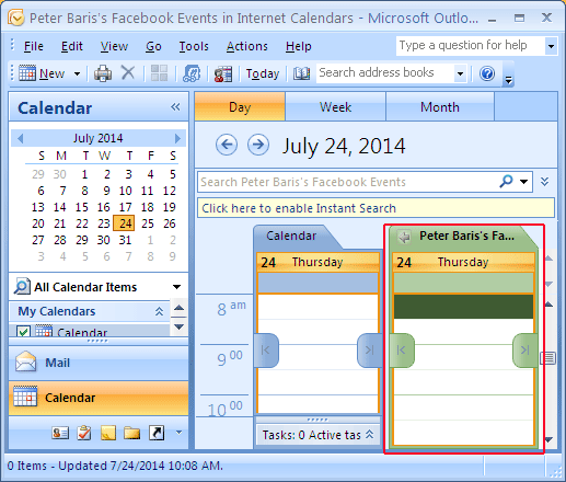 calendar events are imported