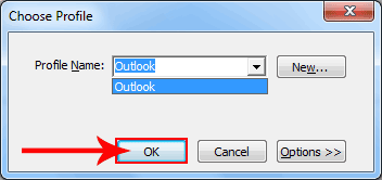 select outlook profile