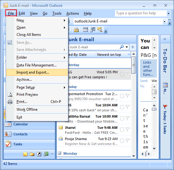 how to import contacts into outlook 2007