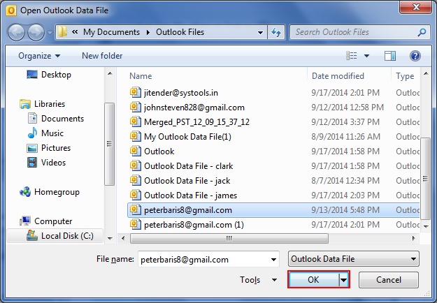 how to connect pst file to outlook 2013