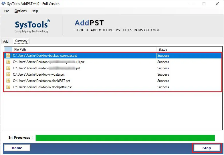 add Multiple PST Files