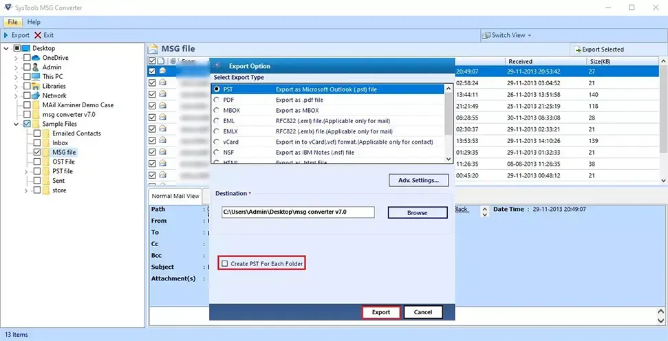 convert multiple MSG Files into PST