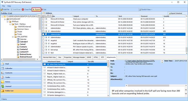 Export type options