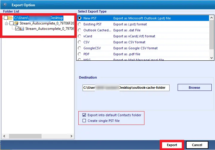 recover outlook contacts