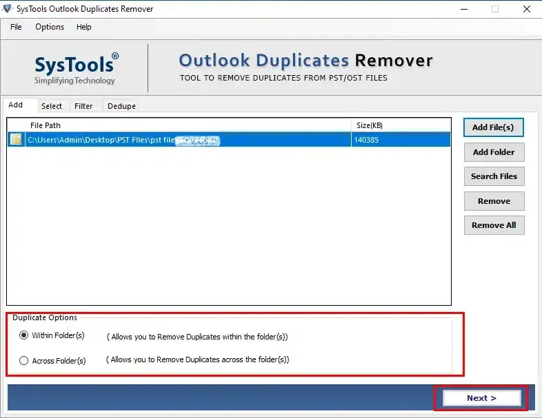 outlook pst duplicate remover