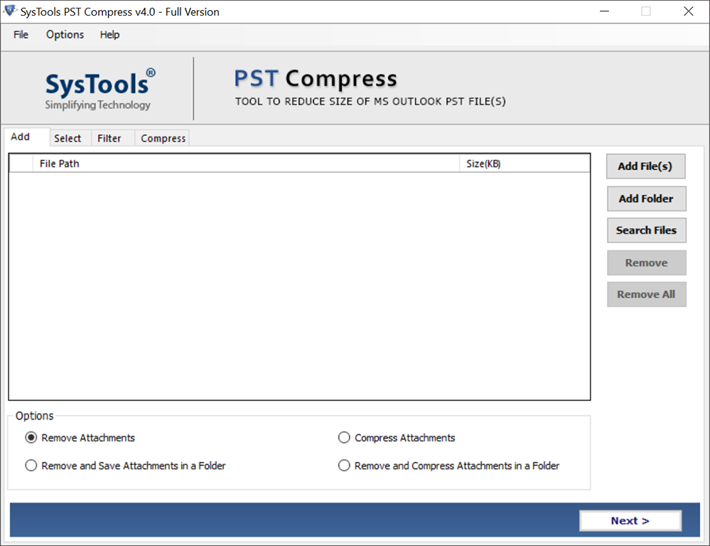 Compress PST File