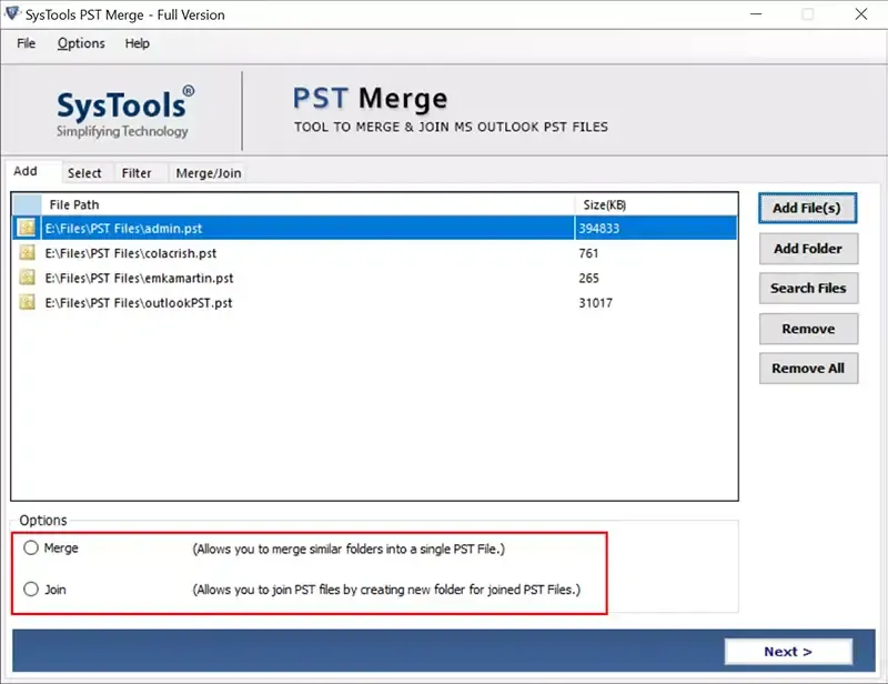 PST file merger software