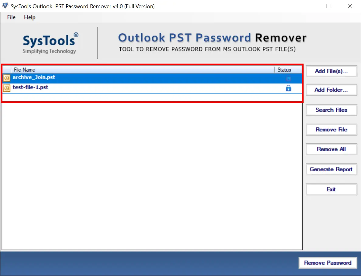 PST password recovery tool