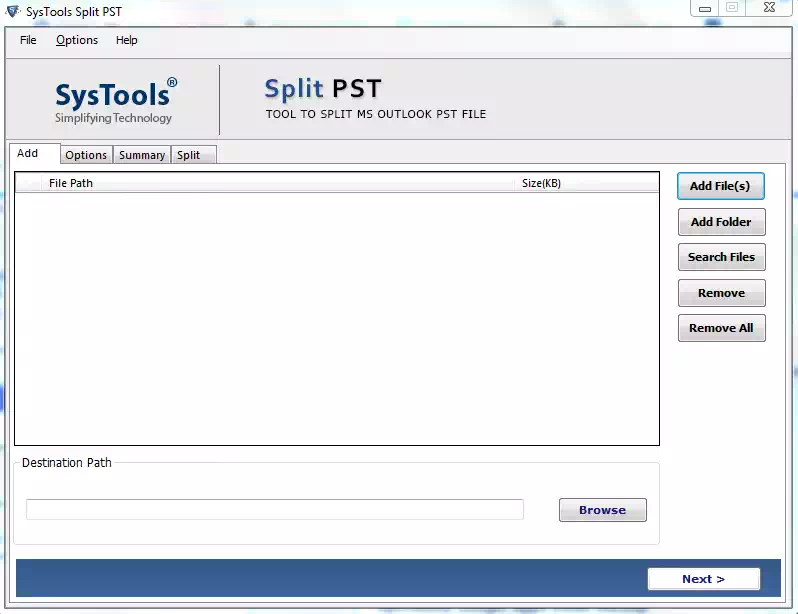 PST file splitter